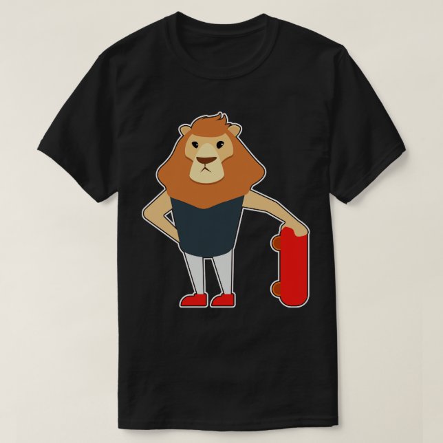 Camiseta León como Skater con Skateboard 2 (Diseño del anverso)