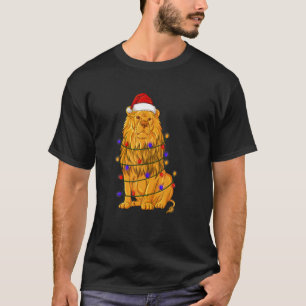 Camiseta León Con Árbol De Sombrero Enciende Navidad Luz 