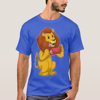 Camiseta León con carne Animales divertidos retro