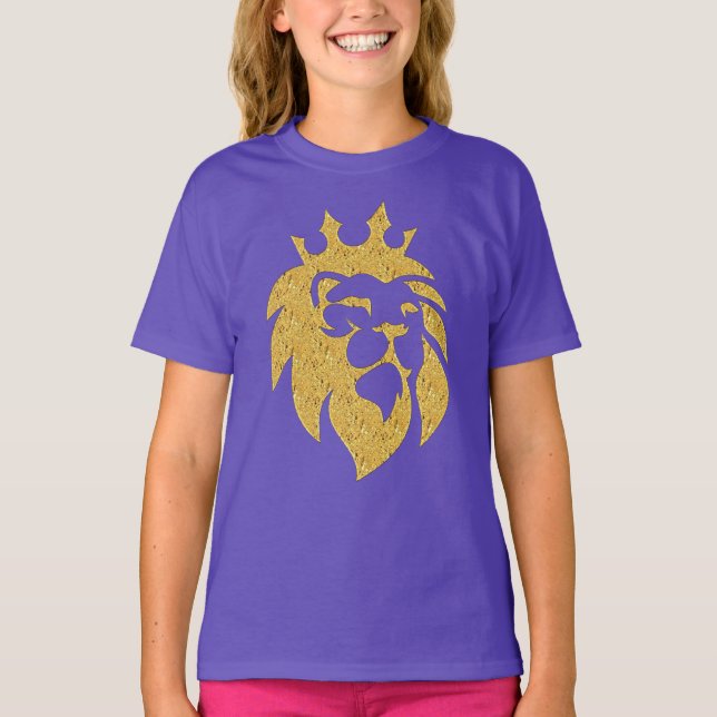 Camiseta León con corona - Estilo de oro 1 (Anverso)