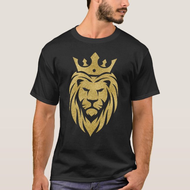 Camiseta León con corona - Estilo de oro 3 (Anverso)