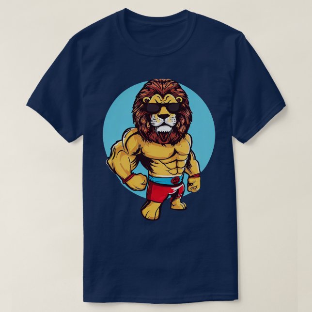 Camiseta León con estilo de lucha libre (Diseño del anverso)
