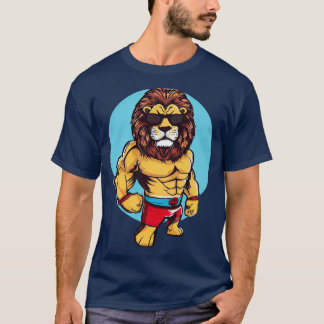 Camiseta León con estilo de lucha libre