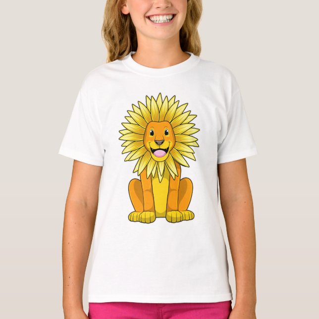 Camiseta León con flor de girasol (Anverso)