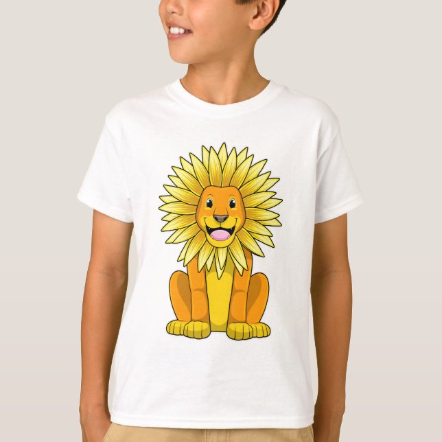 Camiseta León con flor de girasol (Anverso)