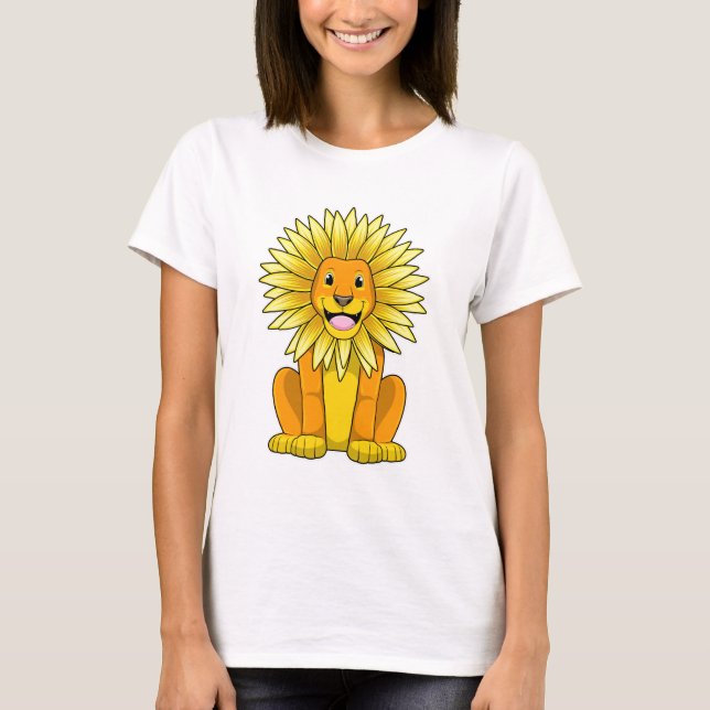 Camiseta León con flor de girasol (Anverso)