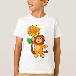 Camiseta León con flor girasol