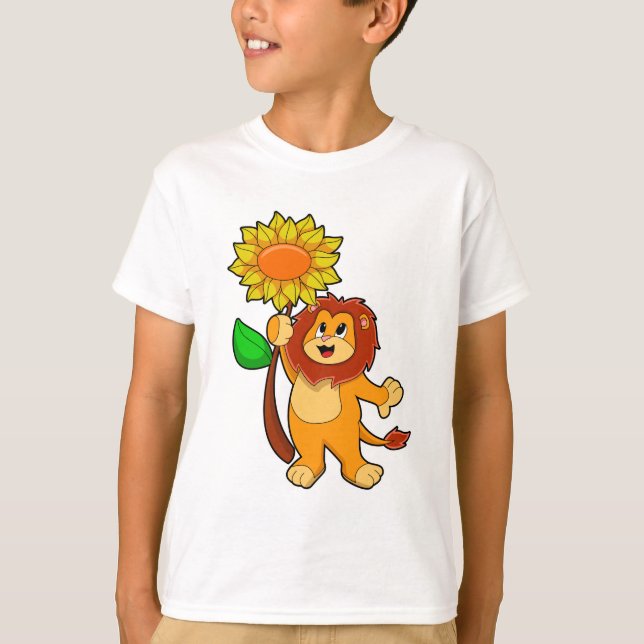 Camiseta León con flor girasol (Anverso)