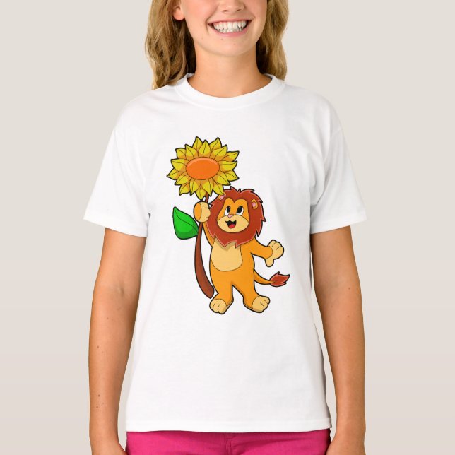 Camiseta León con flor girasol (Anverso)