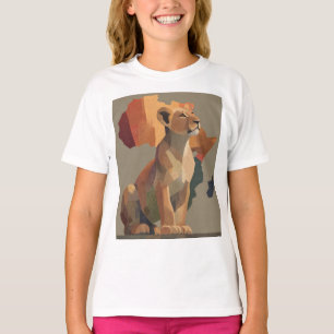 Camiseta León con mosaico geométrico con mapa de África est