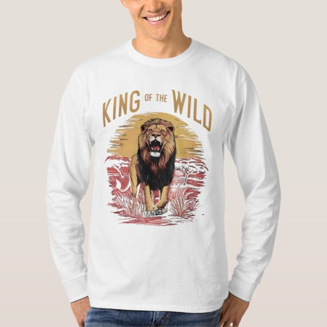 Camiseta León con palabras: Rey de lo salvaje (Anverso)