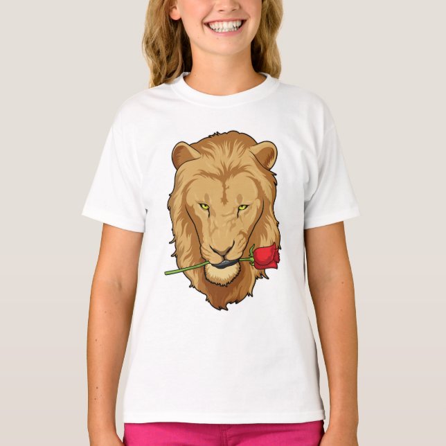 Camiseta León con Rosa (Anverso)