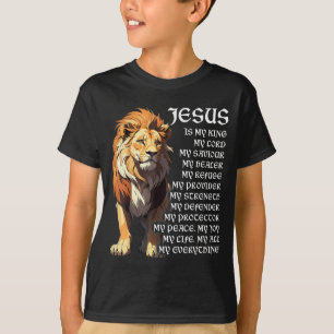 Camiseta León Cristiano Jesús Es Mi Rey, Dios, Señor, Y Sa