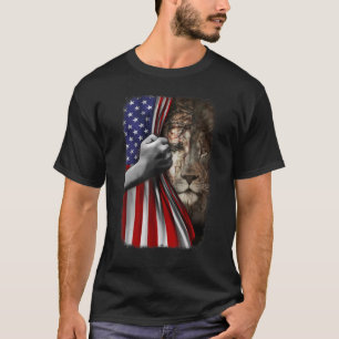 Camiseta León Cristiano Y Jesús Patriota De Bandera Estadou