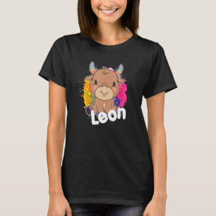 Camiseta LEON Cute Boy Name con adorable vaca