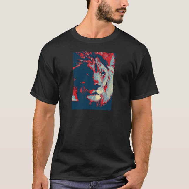 Camiseta León de arte pop (Anverso)