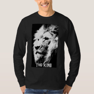 Camiseta León de arte pop elegante moderno negro y blanco h