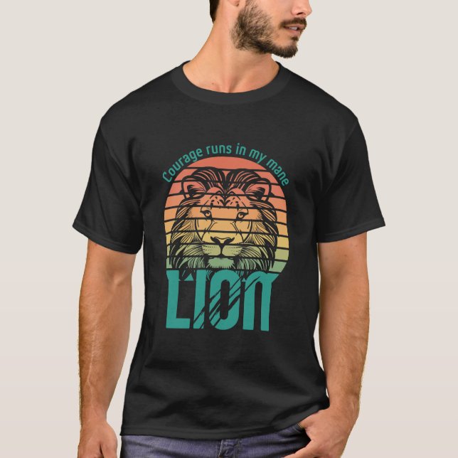 Camiseta León de atardecer retro (Anverso)