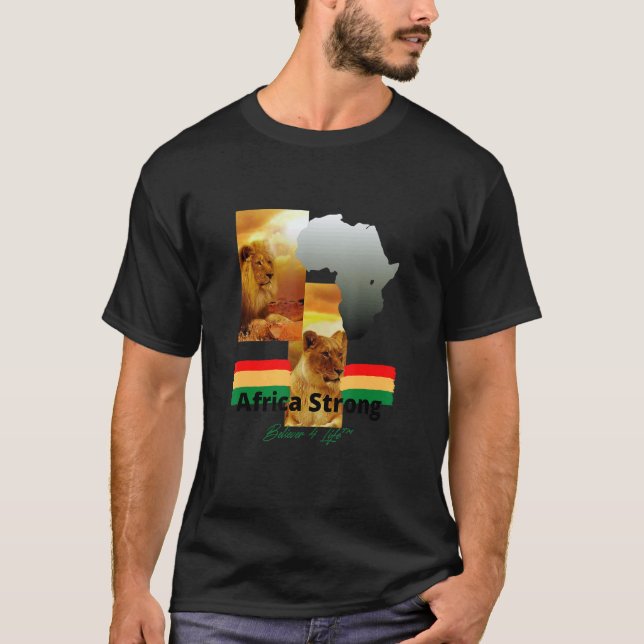 Camiseta León De Judá África Fuerte Creyente 4 Vida (Anverso)