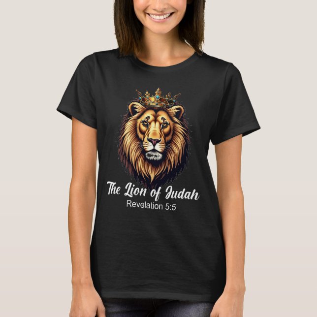 Camiseta León de Judá Coronado Apocalipsis del Rey 5:5 (Anverso)