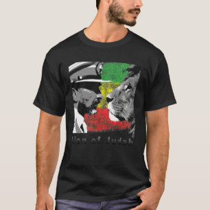 Camiseta León de Judá Haile Selassie I con bandera de regga