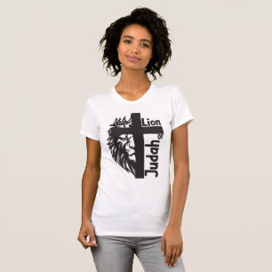 Camiseta León de Judá negrita Medio León Media Cruz Cristia