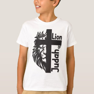 Camiseta León de Judá negrita Medio León Media Cruz Cristia