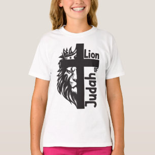 Camiseta León de Judá negrita Medio León Media Cruz Cristia