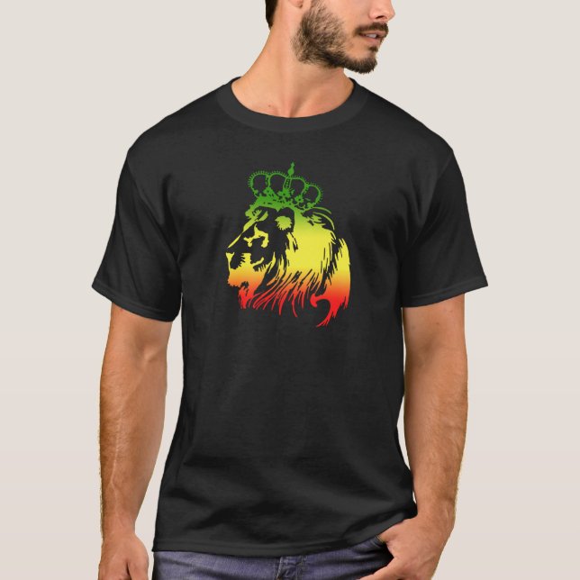 Camiseta León de Judá RASTA | Rojo Dorado Verde (Anverso)