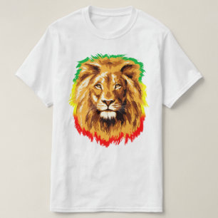 Camiseta León de Judá RASTA   Rojo Dorado Verde