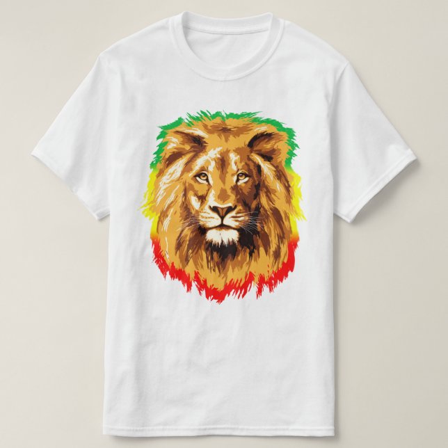 Camiseta León de Judá RASTA | Rojo Dorado Verde (Diseño del anverso)