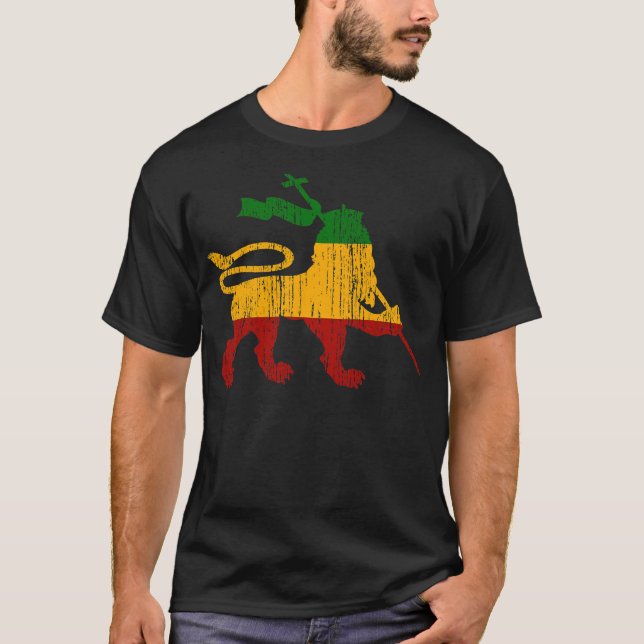 Camiseta León De Judá Rastafari Rasta Reggae Reggae Jamaica (Anverso)