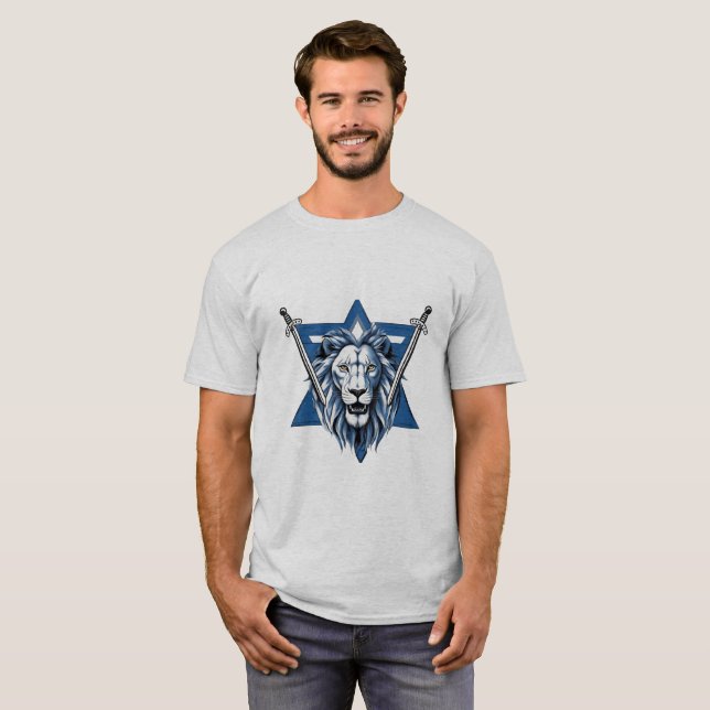 Camiseta León de la Estrella de David con espadas de hierro (Anverso completo)