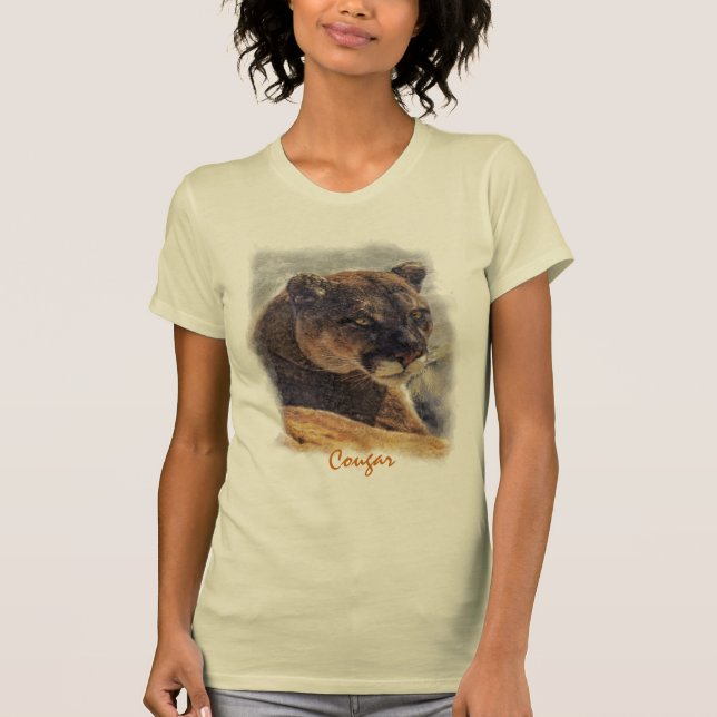 Camiseta León de montaña, retrato de Cougar de gato grande  (Anverso)