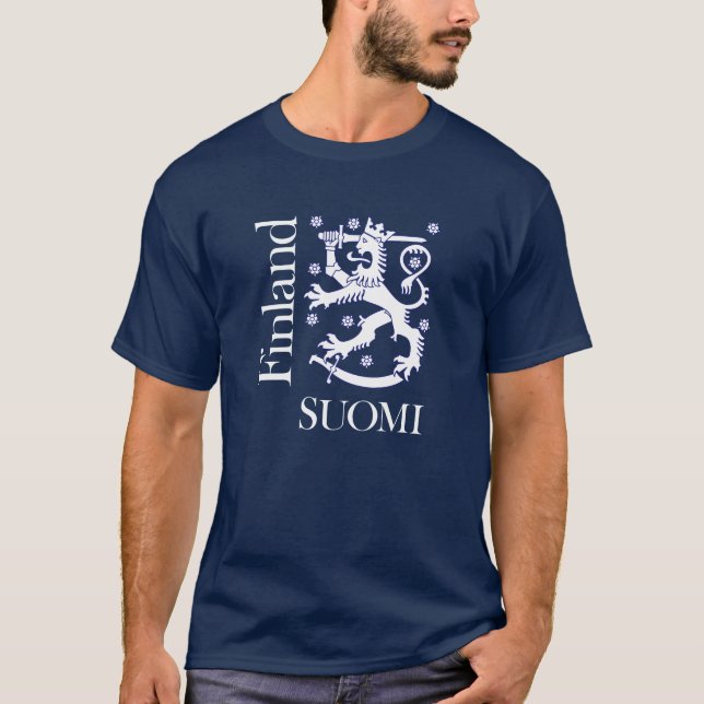 Camiseta León del blanco de Finlandia SUOMI (Anverso)