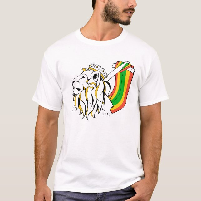 Camiseta León del reggae de Rasta que asciende (Anverso)