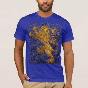 Camiseta León desenfrenado - oro en azul