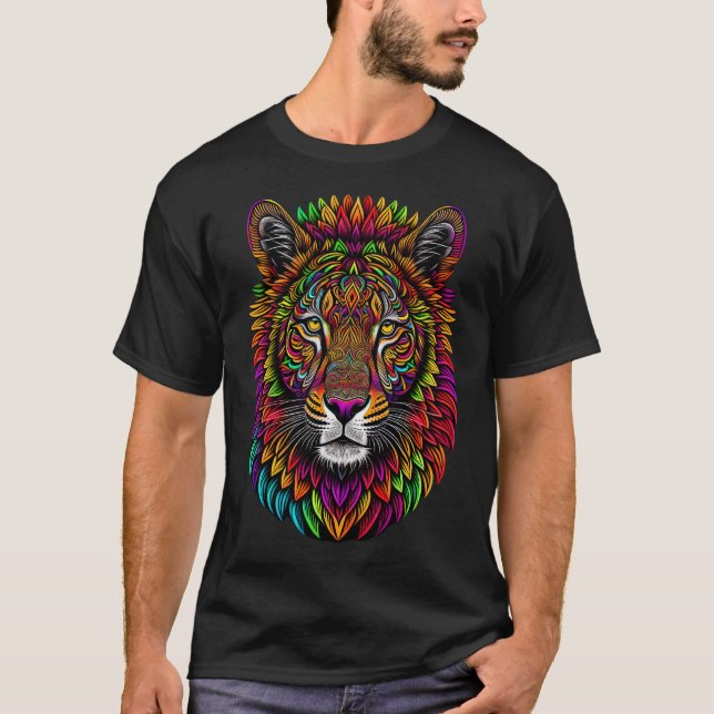 Camiseta León Dibujado Coloridamente (Anverso)