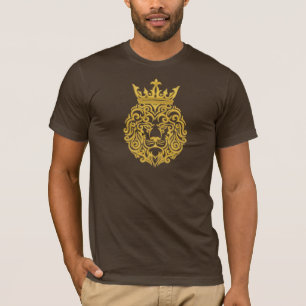 Camiseta León Dorado con Corona - Estilo de Bordado Majestu