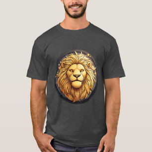 Camiseta León Dorado Dentro del Círculo Cósmico