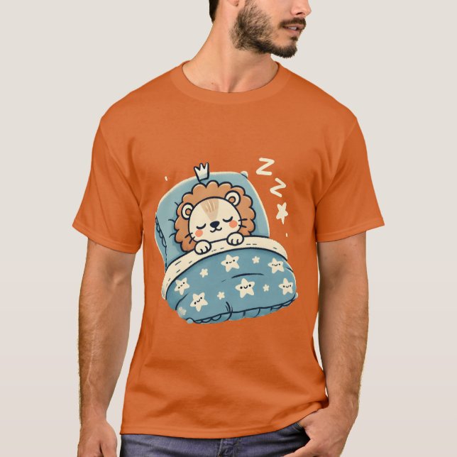 Camiseta León Durmiendo En La Cama De Niño De La Noche (Anverso)