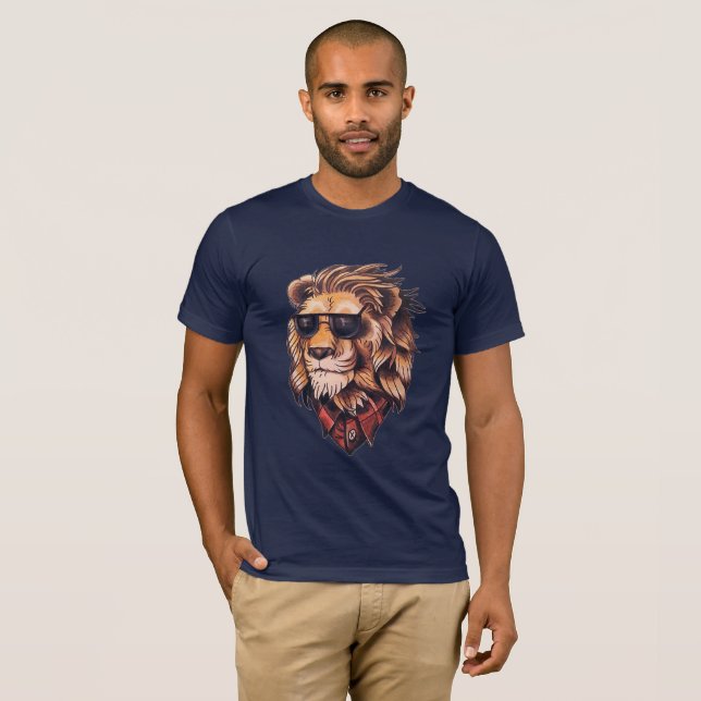 Camiseta León elegante con gafas (Anverso completo)