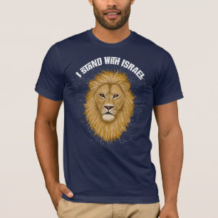 Camiseta León elegante de Judá estoy con Israel. Azul