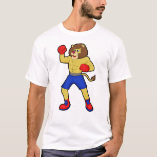 Camiseta León en boxeo con guantes de boxeo