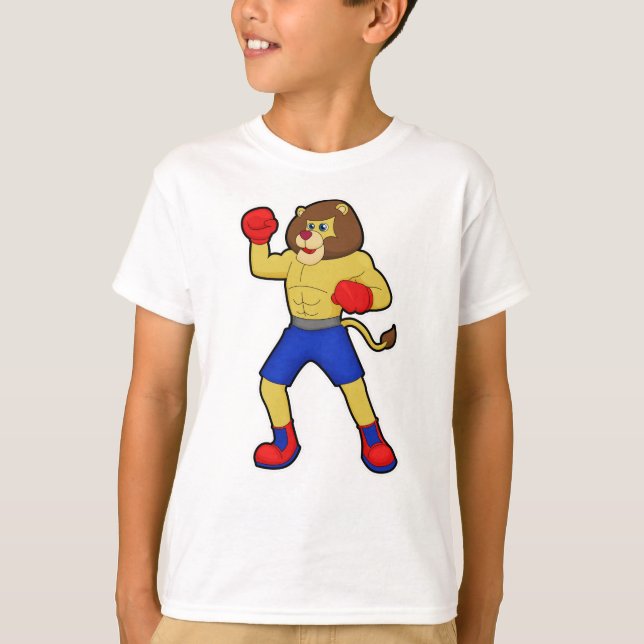 Camiseta León en boxeo con guantes de boxeo (Anverso)