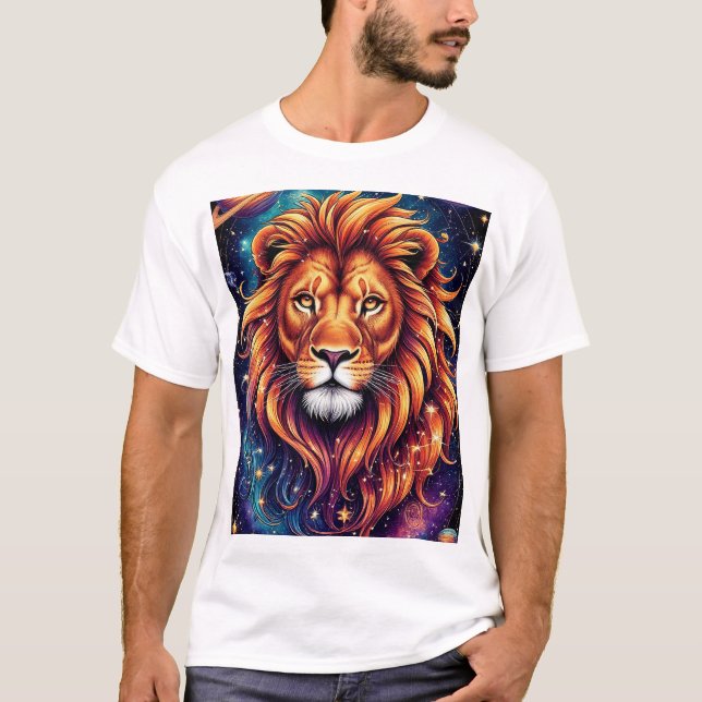 Camiseta León en la galaxia estrellada cósmica (Anverso)