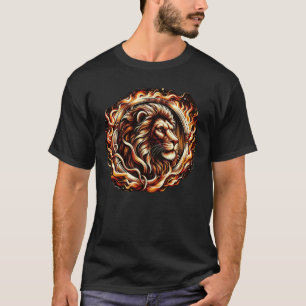 Camiseta León Flamígero en Anillo de Llamas de Fuego Astrol