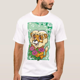 Camiseta León Floral León, flores rosas