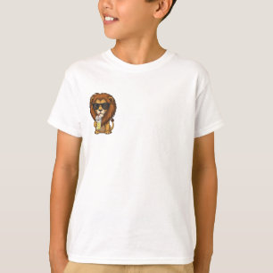 Camiseta León Genial Con Gafas De Sol Bebiendo Jugo Niños