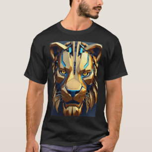 Camiseta León geométrico audaz: fuerza en cada línea